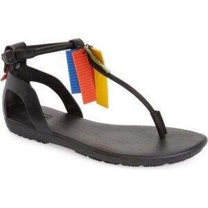 Hunter Sandals Ticker Tape Made in Italy size 9 Black‎ Multicolor Sumer